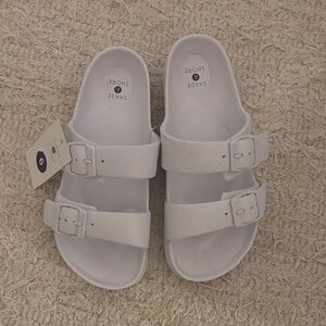 Shade & Shore Kids Double Buckle White Sandals